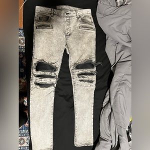 Balmain ripped slim-cut jeans